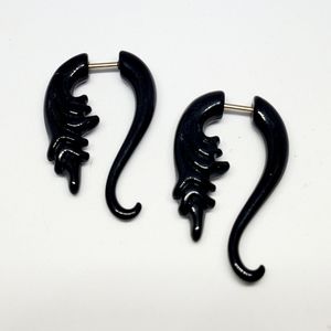 Tribal Fake Gauge Screw Back Earrings plugs faux Wing punk fairycore gothic